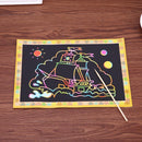 A4 DIY Scraping Drawing Card Single Side Children Painting Card Paper w/Pen