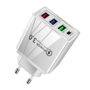3 USB Fast Charger 3.1A PD Type-C Wall Power Adapter for Phone (White EU) Newly