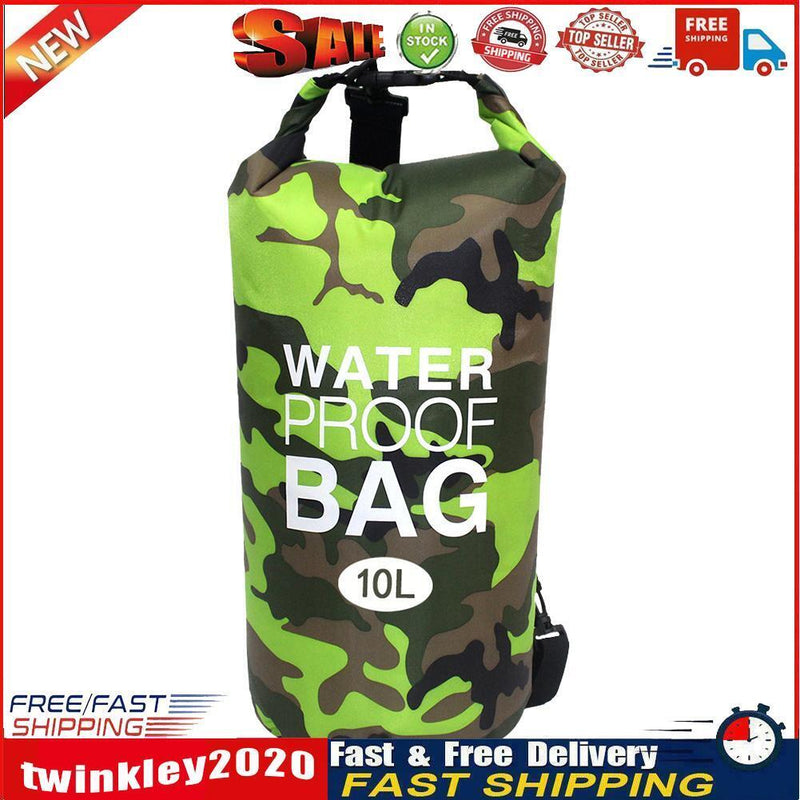 Waterproof Swimming Bag Camouflage Outdoor Camping Dry Sack (10L Green) Newly