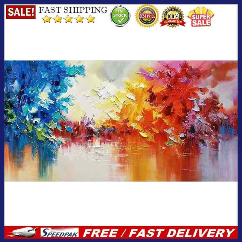 Oil Paint By Numbers Lake Scenery Frameless Picture Craft Kit for Living Room
