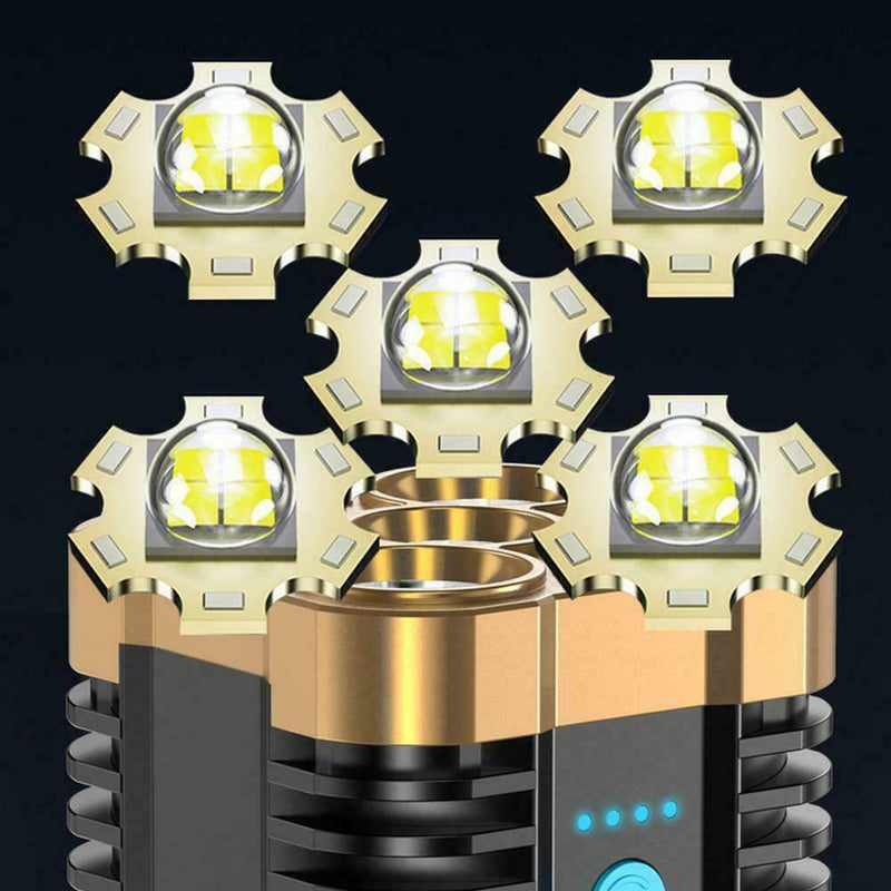 High Power 5 Core LED Torch Super Bright USB Outdoor Camping 2022 S8P0