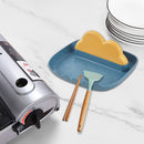 Silicone Utensil Rest with Drip Pad Cloud Rack with Pot Lid Holder (Yellow)