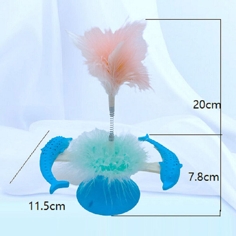 Fish Shaped Cat Feather Teaser Food Leakage Cat Funny Toys Slow Feeding Cat