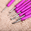 8 sizes Soft Plastic Handle Home Aluminum Crochet Knit Hook Needle Purple Newly