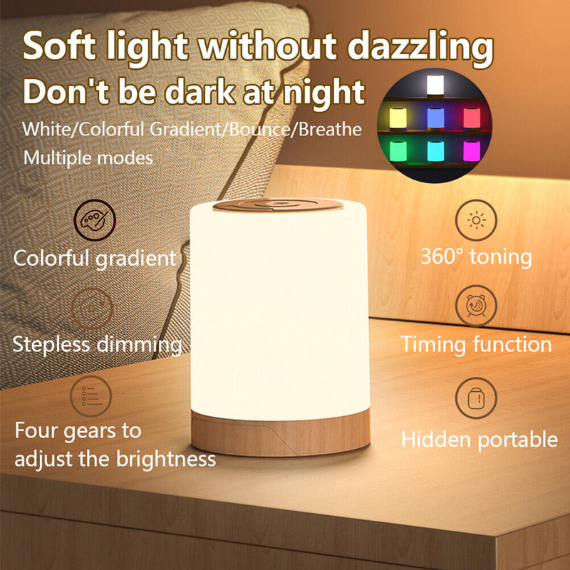 LED Colorful Touch Control Night Light Dimmable USB Rechargeable RGB Table Lamp
