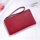 Fashion Women Change Messenger Bag Portable Clutch PU Wallet (Wine Red)