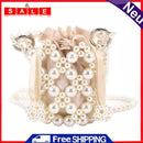 Hand-Beaded Pearls Shoulder Bag Women Mini Bucket Drawstring Messenger Handbag