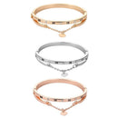 Forever Love Stainless Steel Roma Letter Heart Dangle Bracelet Cuff Bangles