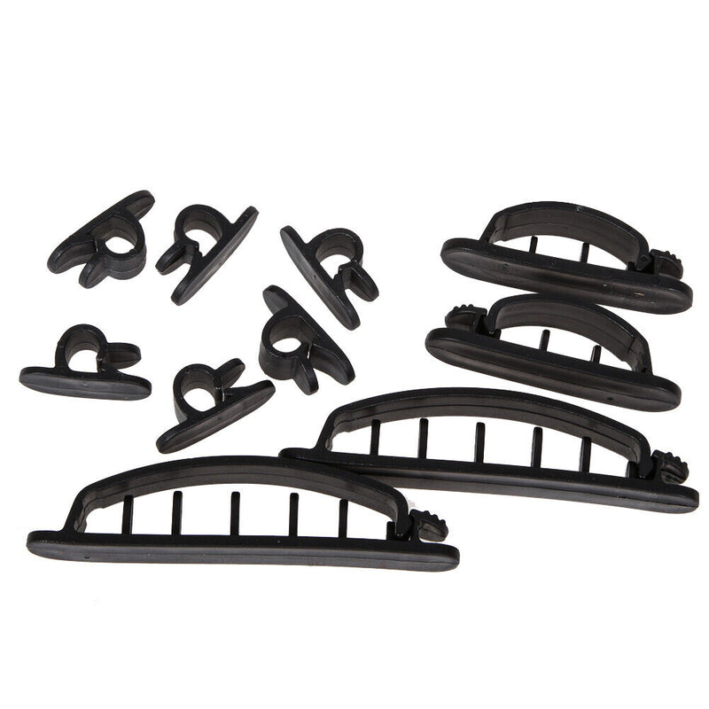 10Pcs Cable Cord Wire Line Organizer Plastic Clips Ties Fixer Holder Black