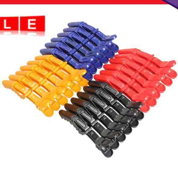 6PCS Hairstyle Salon Mat Cutting Clamp Crocodile Hairclips Hairpin Handle