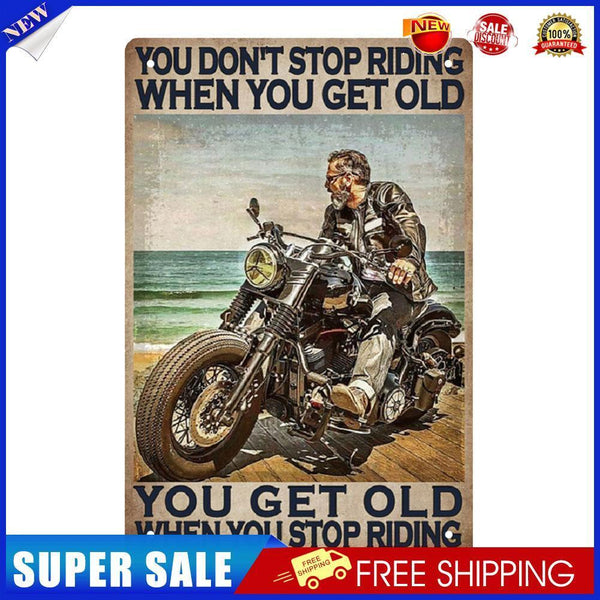 Old Man Riding Retro Metal Plate Tin Sign Plaque Poster for Bar Club Cafe