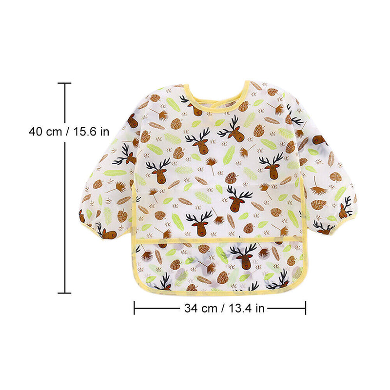 Baby Feeding Bibs Kids Waterproof Long Sleeve Coverall (0-3Years Elk) Newly