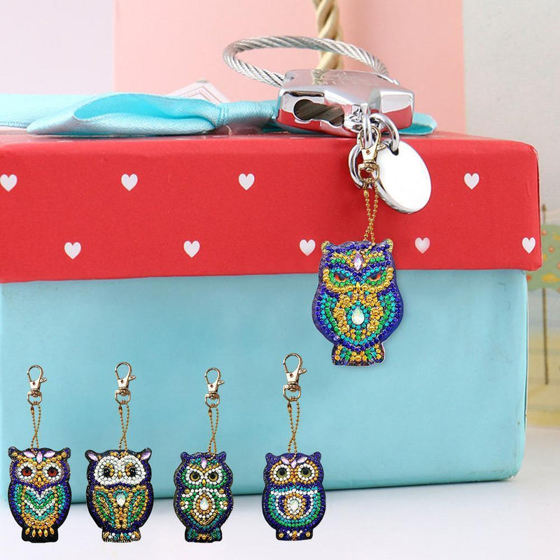 5pcs/Set DIY Diamond Painting Keychain Full Drill Rhinestone Bird Shape Pendant