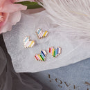 Girl Mini Fashion Jewelry Heart Pattern Rainbow Earrings Enamel Colorful Stud