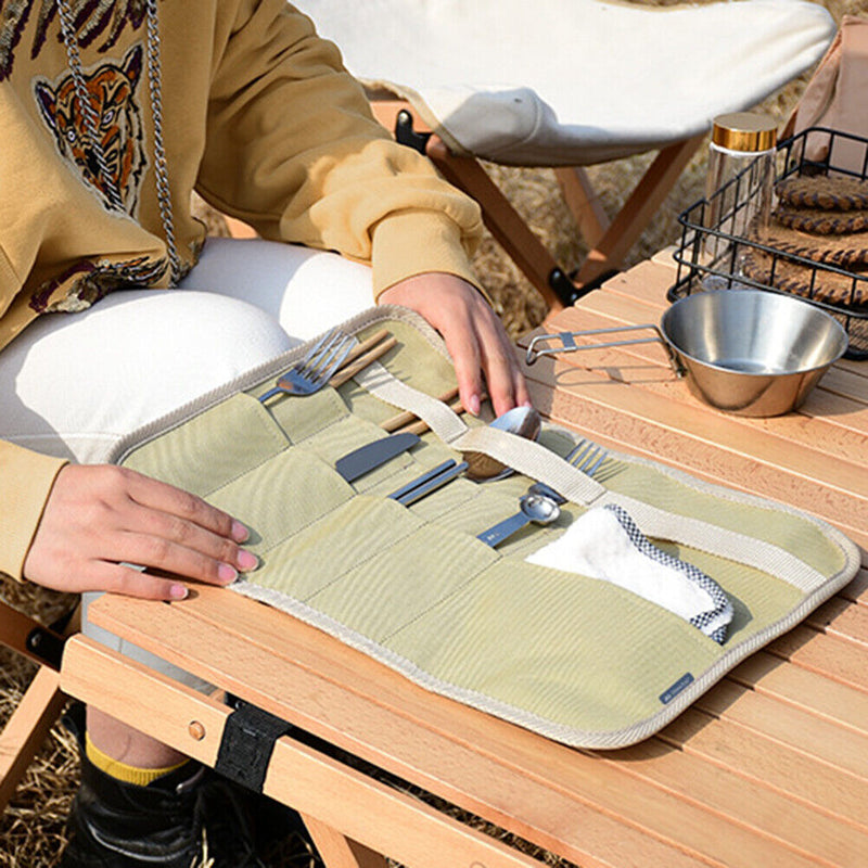 Outdoor Portable Folding Tableware Storage Bag Oxford Cloth Camping Rack Tool