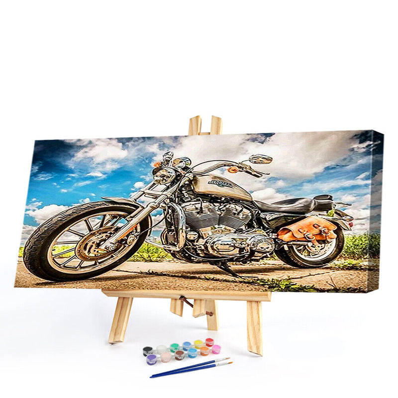 Motorcycle Oil Paint By Numbers DIY Handpainted on Canvas Wall Picture Unfr
