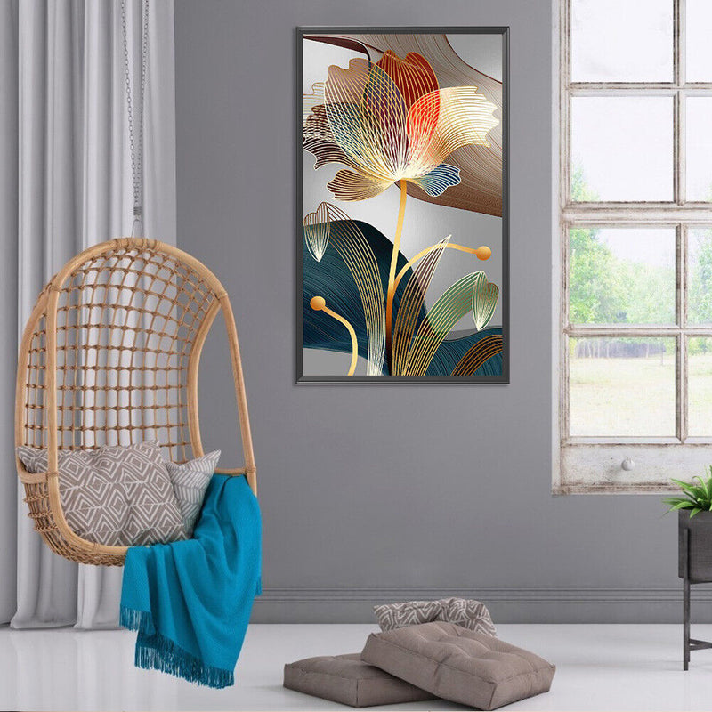 5D DIY Diamond Painting Golden Lotus Full Square Drill Picture Home Decoration
