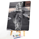 Digital Oil Painting By Number Kit Tiger Cat DIY Hand Painted Animal Art Picture