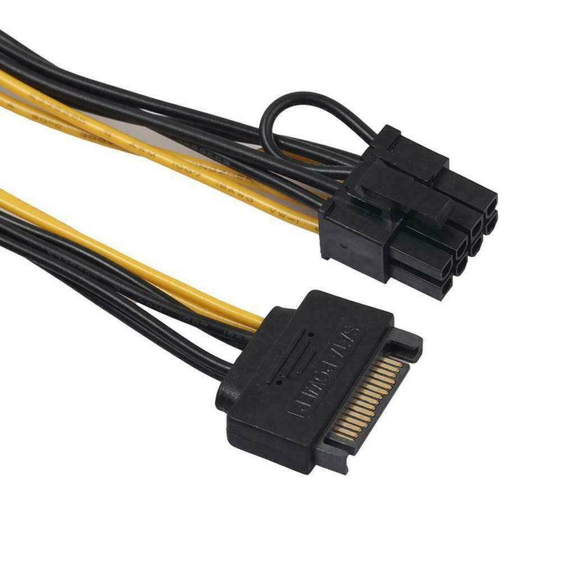 SATA 15 pin Male to 8 pin 6+2 PCI-Express PCIe Video Power Adapter. Graphic E3Y9