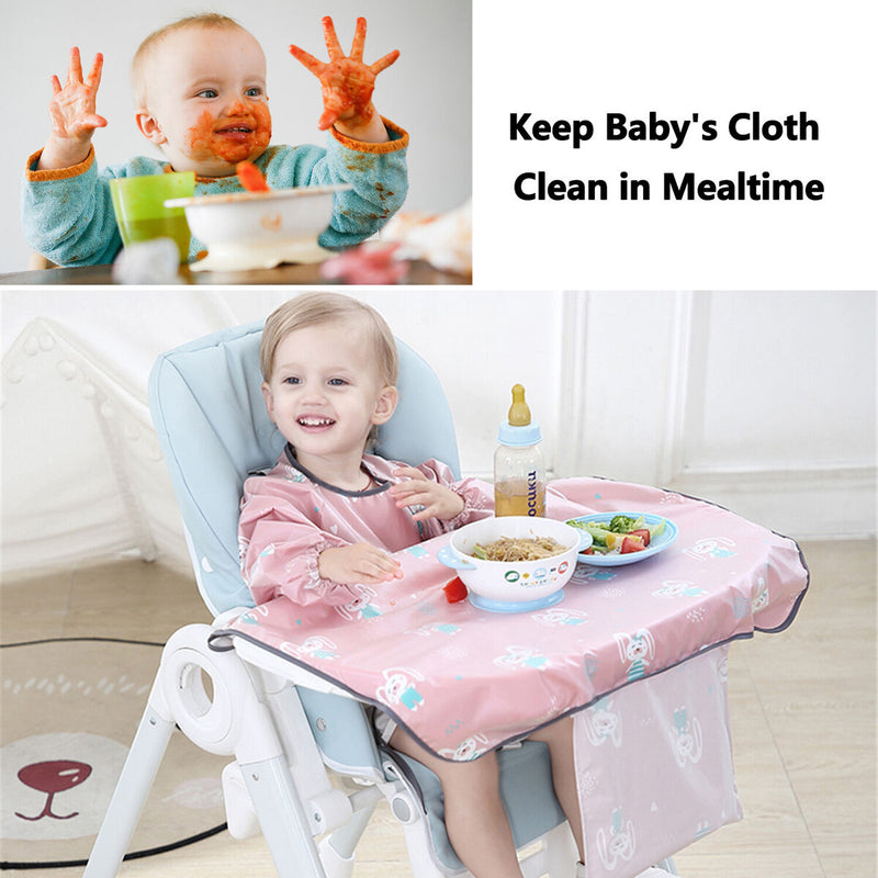 Waterproof Highchair Kids Long Sleeves Baby clothes Weaning Bib Baby Bibs