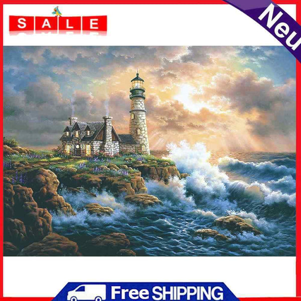 Lighthouse Landscape DIY Zero Base HandPainted Paint by Number Kits on Canvas