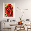 5D DIY Full Round Drill Diamond Painting Blooming red flowers Drawing