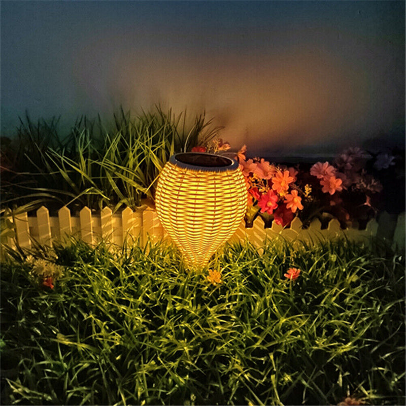 Rattan Hanging Solar Light Outdoor Garden Yard Landscape Lamp Decor (Brown)
