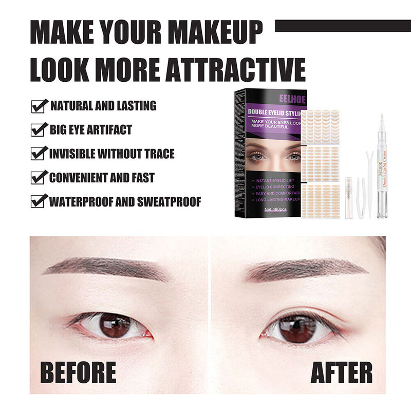 480pcs Invisible Double Eyelid Tape Self-Adhesive Waterproof Eyelid Stickers