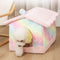 Pet House Soft Plush Warm Kennel Small Dog Cat Cave Nest Bed (Starry Sky M)