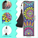 2pcs DIY Diamond Painting Leather Bookmark Special Shape Drill Tassel Art C