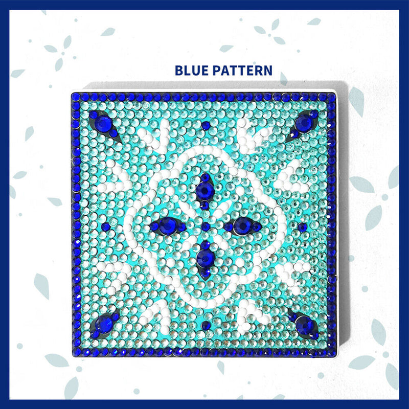 5D DIY Diamond Painting Kit Coaster Ceramics Insulation Cartoon Pad (Blue)