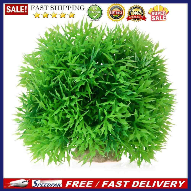 Aquarium Artificial Water Plant Grass Ball Ornament Landscape Decor(Green)