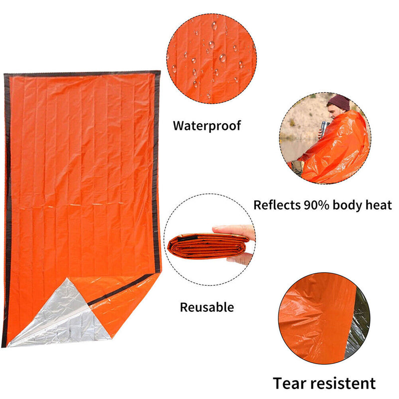 Emergency Tube Tent Shelter Sleeping Bag Blanket for Camping Hike (Orange) Newly