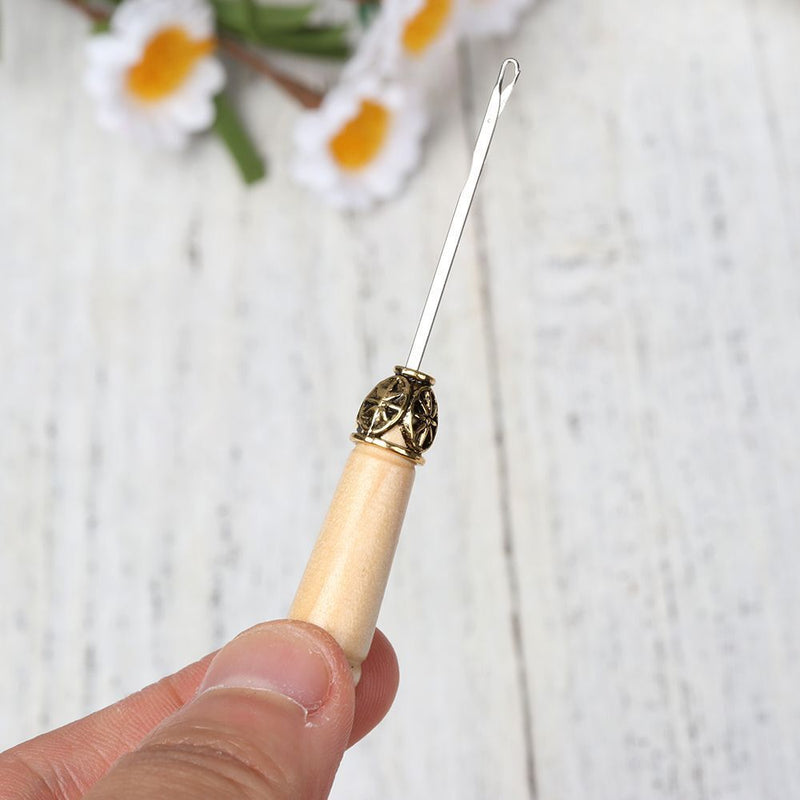 DIY Kit Crafts Wooden Handle Weaving Braids Tools Crochet Hook Knitting Needle