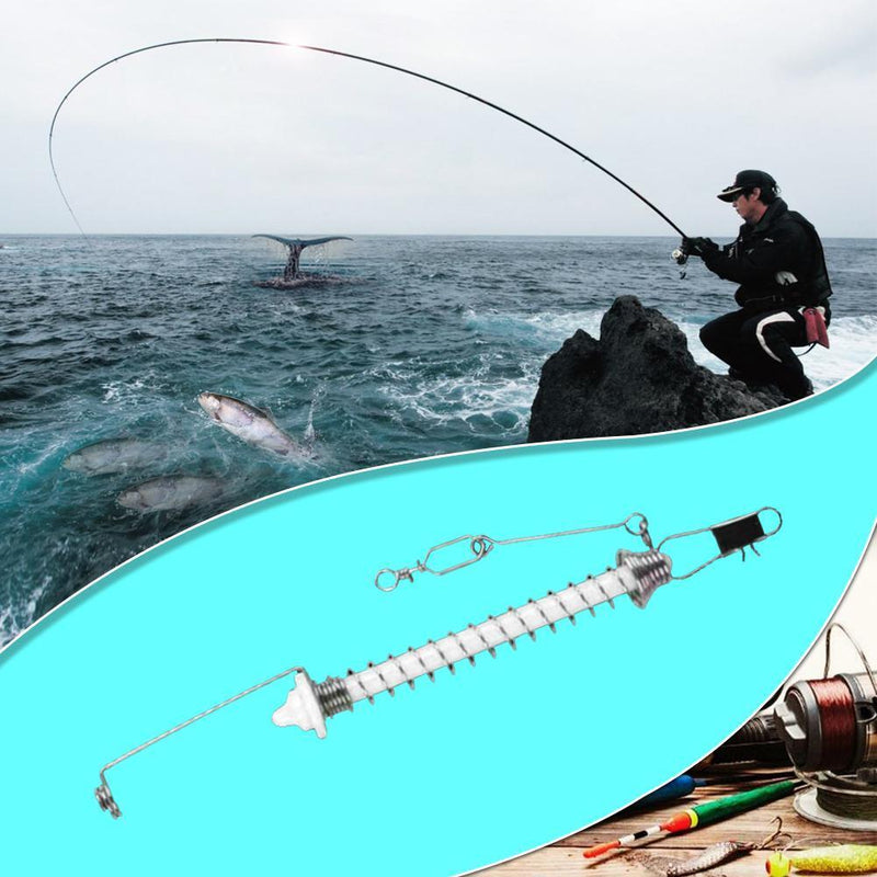 Fishing Hooks Automatic Spring Catch Ejection Jig Head Lure Tackle (White)
