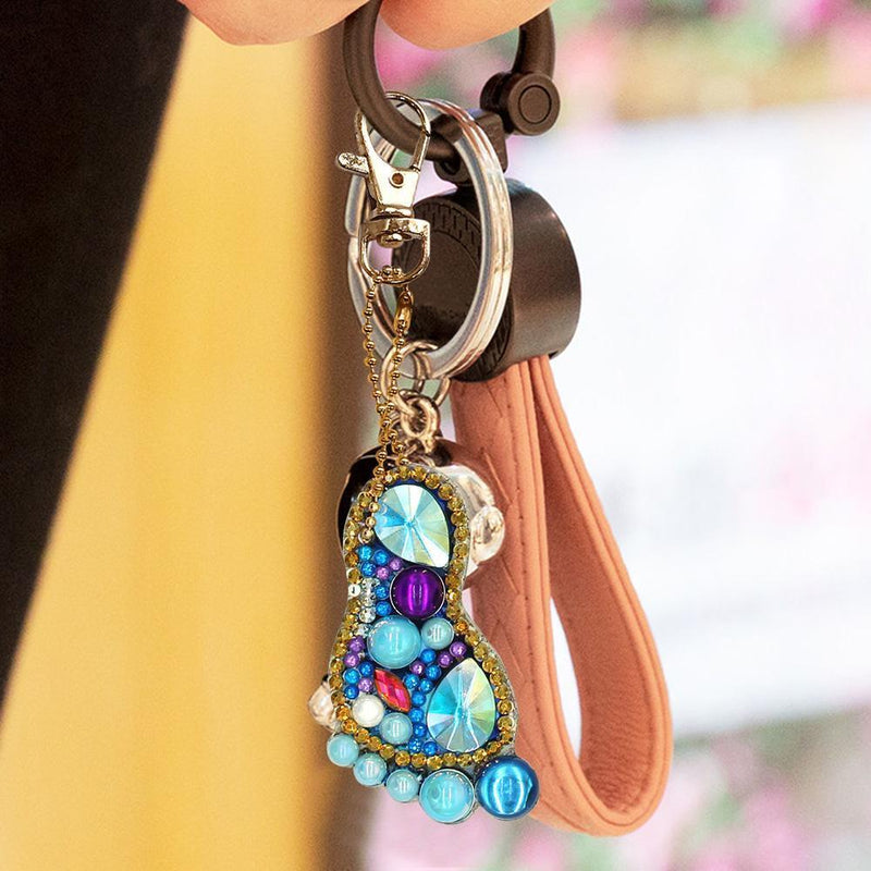 4pcs DIY Diamond Keychain Special Shaped Full Drill Feet Painting Keyring Newly