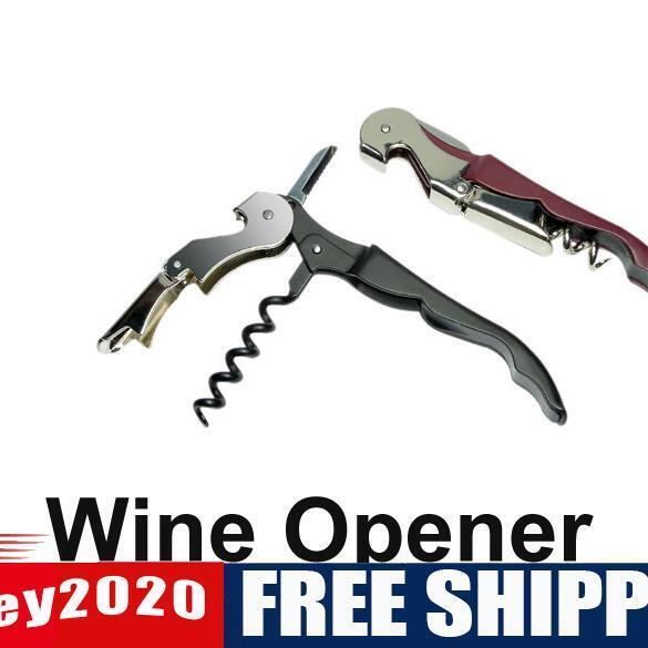 Wine Bottle Cap Opener Corkscrew Stainless Steel Metal With Plastic Handle