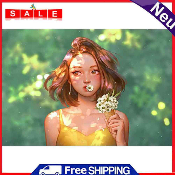 Cloud Girl Colouring Oil Canvas Picture DIY Hand Painted Paint By Numbers Kit