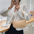 Retro Women Embossed Geometric PU Underarm Shoulder Bag Handbags (Khaki)