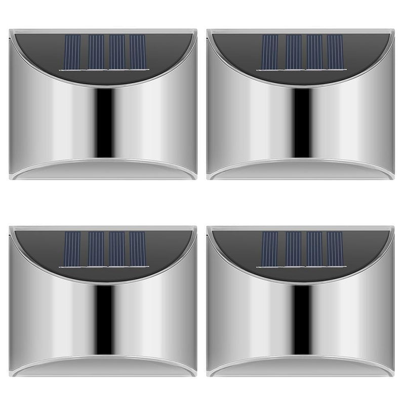 2pcs Cold White 4 LED Solar Lights Waterproof  Wall Stair Lamp for Security