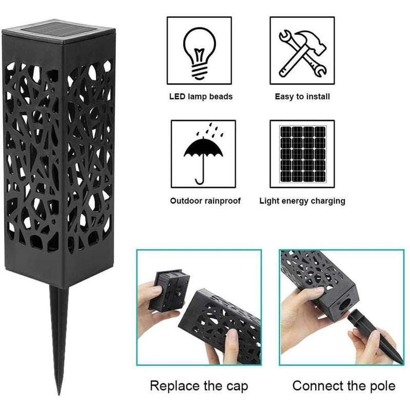 Solar Waterproof Hollow Lamp Lawn Stakes Sensor Garden Light (Warm White)