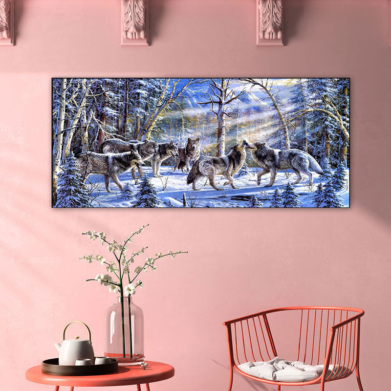 5D DIY Diamond Painting Full Round Drill Wolves Decor Rhinestone Art Crafts Home