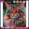 Hand Painted on Canvas DIY Red Cat Oil Paint By Numbers Drawing Kit Ornaments