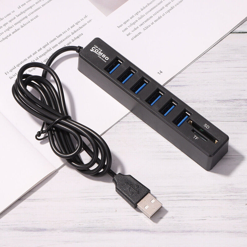 USB 2.0 HUB Adapter Multiple USB Splitter Power Hub Card Reader (8 Ports)