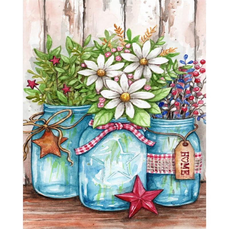 Glass Bottle Flower Oil Paint By Numbers Kit DIY Home Decoration Gift Wall