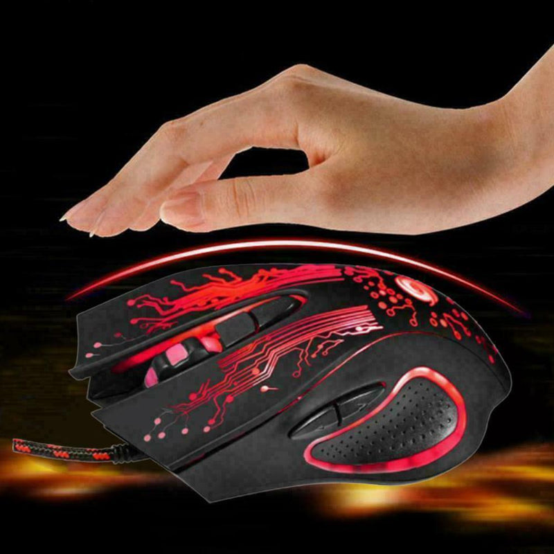 Wired Gaming Mouse 5500DPI 6 Buttons LED USB Optical Fo Pro B7D2 Laptop I2S5