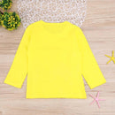 Cartoon Elephant Leaf Print Kid Boys Girl Long Sleeve T-Shirts (Yellow 3-4Y