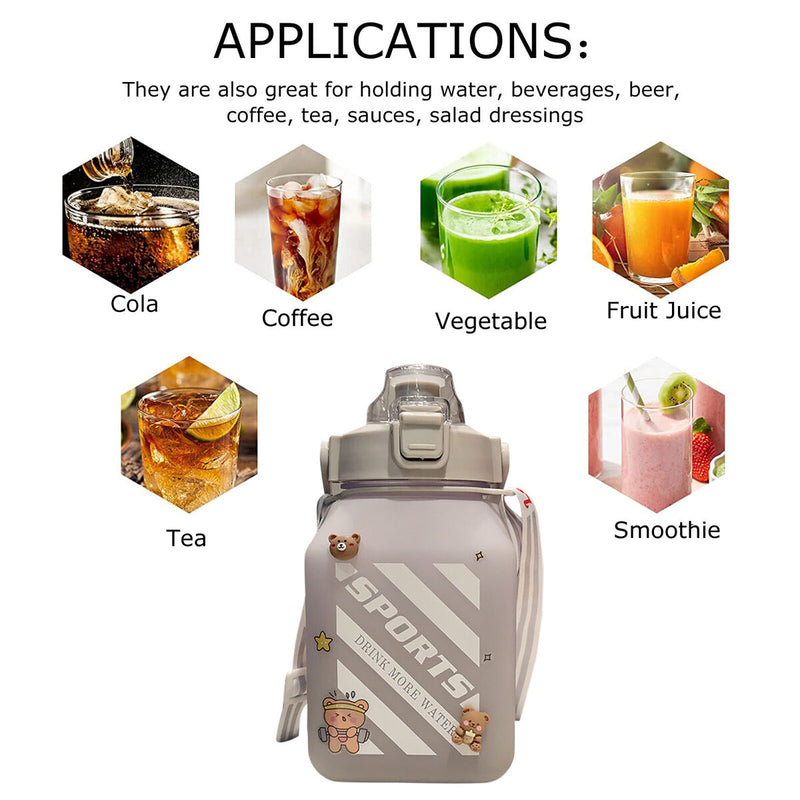 Water Bottles with Straw - Sports Big Belly 1500ml Water Jug Cup (Grey)