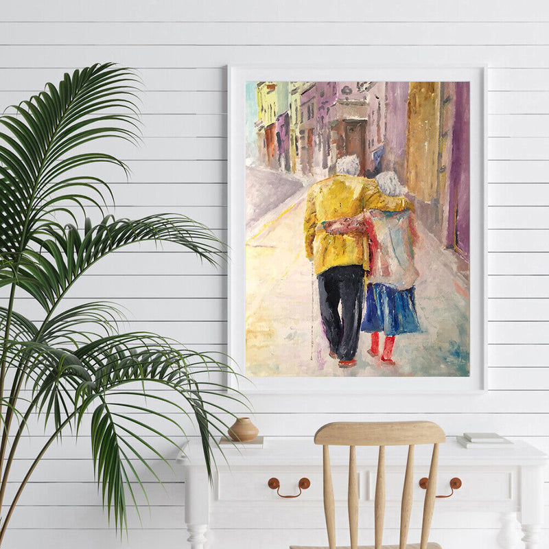 Old Couple DIY Coded Hand Painted Drawing Oil Paint Kit by Numbers Home Decor