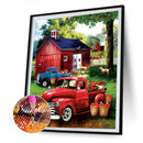 5D DIY Diamond Painting Kits Red House and Car Full Round Drill Crafts Mosa